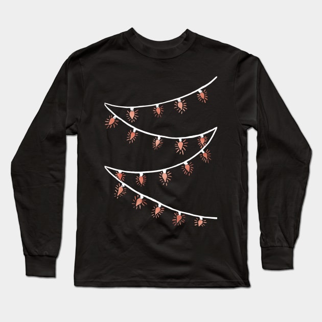 Rose gold Christmas lights Long Sleeve T-Shirt by Home Cyn Home 